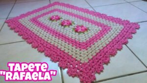 Tapete De Crochê Rafaela Jogo De Banheiro Retangular Flores Econômico